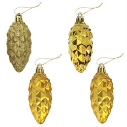 Украшение ёлочное "Шишки" 4 шт., 9 см, пластик, золотистые, ЗОЛОТАЯ СКАЗКА, 590898 - фото 16900743