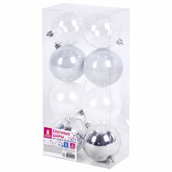 Шары ёлочные 8 шт., 8 см, "Eden Colors", пластик, цвет: серебристый/жемчужный, ЗОЛОТАЯ СКАЗКА, 591981 - фото 16912819