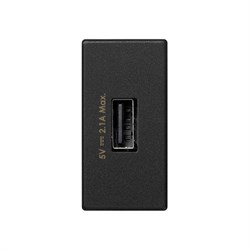 Зарядное устройство Simon узкий модуль, 5 В, 2,1 А, графит - фото 16928341