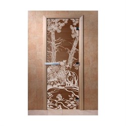 Дверь для бани DoorWood Мишка в лесу - фото 16940976