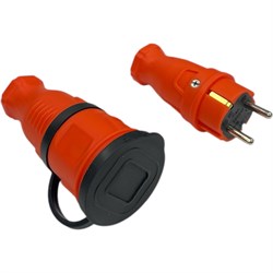 Комплект nvo NVO каучуковая кабельная розетка с заземлением и крышкой 16А IP44 + вилка цвет оранжевый 4301 4302 - фото 16943545