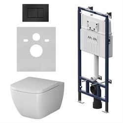 Инсталляция AM.PM MasterFit с клавишей S черный матовый, с подвесным унитазом Gem FlashClean, с сиденьем - фото 16960144