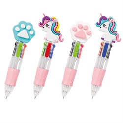 Ручка мини многоцветная с топпером шариковая автоматическая 4 ЦВЕТА FUNSTER (ФАНСТЕР) "MIX", ассорти, узел 0,7 мм, письма 0,35, 144378 - фото 17000773