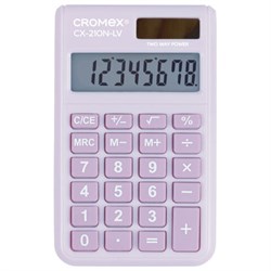 Калькулятор карманный CROMEX (КРОМЕКС) CX-210N-LV (96х62 мм), 8 разрядов, двойное питание, сиреневый, 273836 - фото 17000942