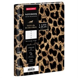 Тетрадь на кольцах А5, 175х215 мм, 120 л., под кожу, BRAUBERG VISTA, "Леопард", 405209 - фото 17000978