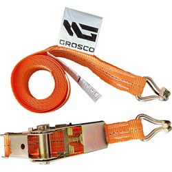 Комплект ремней стяжных с крюками для крепления груза, с храповым механизмом Grosco RST05004C2 - фото 17024341
