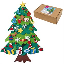 Фетровая ель с игрушками 102х68 см, 32 украшения, 3 м гирлянда, ЗОЛОТАЯ СКАЗКА, 592141 - фото 17065741