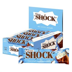 Батончик FITNESSHOCK "Cocos" ваниль-кокос, БЕЗ САХАРА, 12 шт. по 35 г в шоубоксе, 26112 - фото 17067399