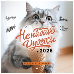 Календарь настенный перекидной 2026 г., BRAUBERG, 12 листов, 21,4х21,4 см, МИНИ, "Не падай духом", 116942 - фото 17072525