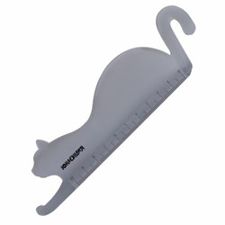 Линейка пластик 10 см ЮНЛАНДИЯ "КОШКА", фигурная, тонированная прозрачная, европодвес, 210730 - фото 17072822