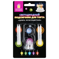 Цифра-подсвечник "3" светодиодная, ЗОЛОТАЯ СКАЗКА, в наборе 4 свечи 6 см, 1 батарейка, 591426 - фото 17073483