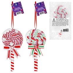 Украшение ёлочное (1 шт.) "Леденцы", 6,5х13 см, полимерная глина, ассорти 2 дизайна, ЗОЛОТАЯ СКАЗКА, 592407 - фото 17073556