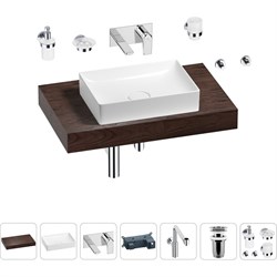 Комплект мебели для ванной комнаты с раковиной Wellsee Genuine Tree - фото 17121438