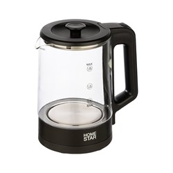 Чайник HomeStar hs-1008 1.8 л, стекло, черный - фото 17122409