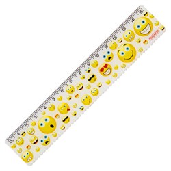 Линейка пластиковая 15 см, ПИФАГОР "Смайлики", цветная печать, с волнистым краем, европодвес, 210636 - фото 17137395