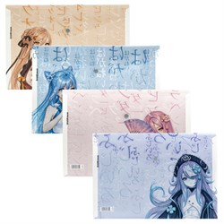Папка-конверт с кнопкой ERICH KRAUSE "Manga Girls", А4, до 120 л., ассорти, 0,18 мм, 61156 - фото 17137564