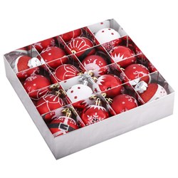 Шары ёлочные 16 шт., 6 см, "Русская Зима", пластик, цвет: красный/белый, ЗОЛОТАЯ СКАЗКА, 591984 - фото 17137763