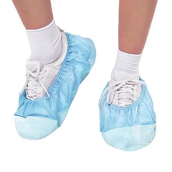 Бахилы ламинированные, КОМПЛЕКТ 500 шт., 38х16 см, спанбонд + ПВД, 100 мкм, 13 г, голубые, ELEGREEN, ПВД-50/2р-Г-Б - фото 17163115