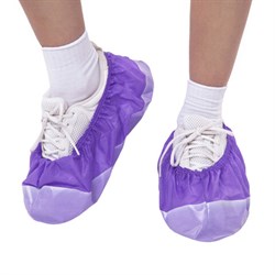 Бахилы ламинированные, КОМПЛЕКТ 500 шт., 38х16 см, спанбонд + ПВД, 100 мкм, 13 г, фиолетовые, ELEGREEN, ПВД-50/2р-Ф-Б - фото 17163117