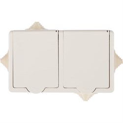 Брызгозащищенная двухместная розетка Кунцево-Электро РА16-759 - фото 17175565