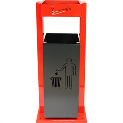 Квадратная металлическая уличная урна-пепельница ПРОФМЕТСТИЛЬ 1074 - фото 17176201