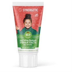 Зубная паста детская 50 г, SYNERGETIC, клубничка и банан, от 3 до 6 лет (красная), 201010 - фото 17238626