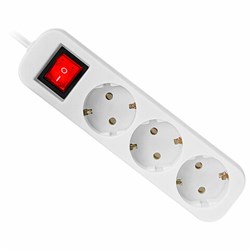 Удлинитель сетевой DEFENDER S318, 3 розетки c заземлением, выключатель, 10А, длина 1,8 м, белый, 99233 - фото 17240904