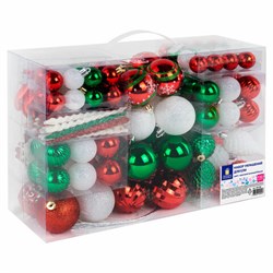 Шары ёлочные НАБОР 132 предмета "Red&Green", красный/зеленый/белый, пластик, ЗОЛОТАЯ СКАЗКА, 592180 - фото 17257831