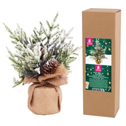 Ель новогодняя искусственная настольная 34 см с шишками, литой ПЭТ, ЗОЛОТАЯ СКАЗКА, 592012 - фото 17268372