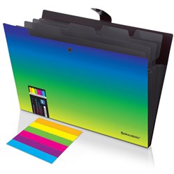 Папка-органайзер на кнопке 5 отделений, BRAUBERG GRADE, A4, зелено-голубой градиент, 274092 - фото 17273090