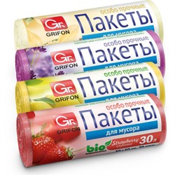 Мешки для мусора "Арома" 30 л, в рулоне, ассорти 20 шт., ПНД, 26х53,5 см, 9 мкм, GRIFON, 101-020 - фото 17277419