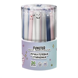 Ручка стираемая гелевая FUNSTER (ФАНСТЕР) "CUTE ANIMALS", СИНЯЯ, корпус soft-touch ассорти, узел 0,5 мм, линия письма 0,35 мм, 144434 - фото 17281147