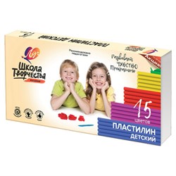 Пластилин классический ЛУЧ "Школа творчества", 15 цветов, 300 г, стек, картонная упаковка, 29С 1764-08 - фото 17283260