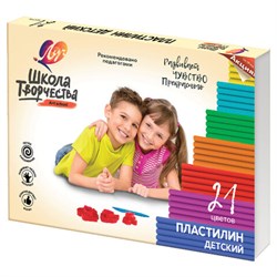 Пластилин классический ЛУЧ "Школа творчества", 21 цвет, 420 г, стек, картонная упаковка, 29С 1765-08 - фото 17283261