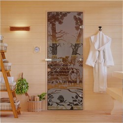Дверь для бани DoorWood Мишка в лесу - фото 17295308