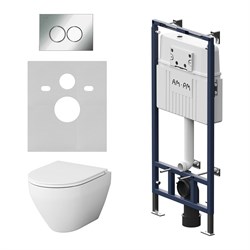 Инсталляция AM.PM MasterFit с клавишей L глянцевый хром, с подвесным унитазом Spirit V2.0 FlashClean, с сиденьем с мик - фото 17299841