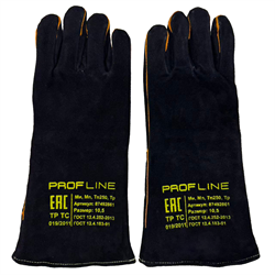 Перчатки (краги) спилковые термозащитные ProfLineLeader, черный - фото 17306137