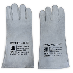 Перчатки (краги) спилковые термозащитные ProfLineSpecialist, серый - фото 17306150