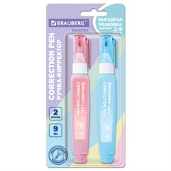 Ручка-корректор 9 мл, ВЫГОДНАЯ УПАКОВКА, КОМПЛЕКТ 2 штуки, BRAUBERG PASTEL, 274233 - фото 17307713