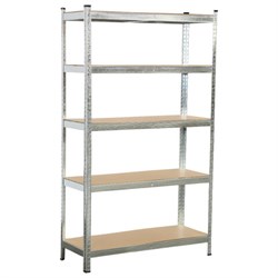Стеллаж металлический BOOMHOUSE (БУМХАУС) безболтовой, 1800x1050x400 мм, 5 полок МДФ, нагрузка на стеллаж до 875 кг, серебристый, 291413 - фото 17323736