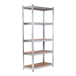 Стеллаж металлический BOOMHOUSE (БУМХАУС) безболтовой, 2000x1000x500 мм, 5 полок МДФ, нагрузка на стеллаж до 875 кг, серебристый, 291415 - фото 17323738