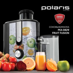 Соковыжималка POLARIS PEA 0829 Fruit Fusion, 800 Вт, стакан 0,35 л, емкость жмыха 1 л, пластик, сталь/черный, 15935 - фото 17323766