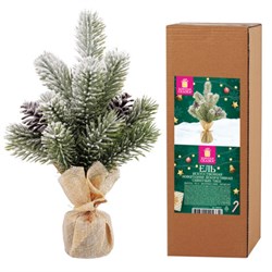 Ель новогодняя искусственная настольная 25 см, заснеженная, с шишками, литой ПЭТ, ЗОЛОТАЯ СКАЗКА, 592010 - фото 17323848