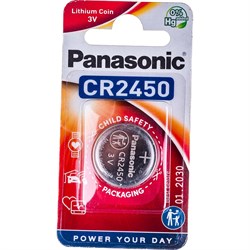 Батарейка Panasonic CR2450 3В бл/1 литиевая дисковая - фото 17333006