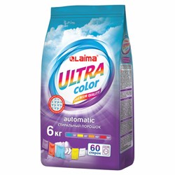 Стиральный порошок автомат 6 кг, LAIMA ULTRA Color, УЛУЧШЕННАЯ ФОРМУЛА, 60 стирок, универсальный, 608538 - фото 17338859
