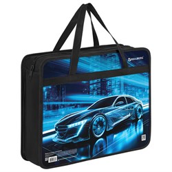 Папка на молнии с ручками BRAUBERG А4, 1 отделение, пластик, 80 мм, "Night driver", 272169 - фото 17340685