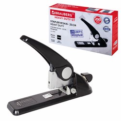 Степлер МОЩНЫЙ №24/6-23/24 BRAUBERG "Heavy duty GT", до 200 листов, черный, 220940 - фото 17467513