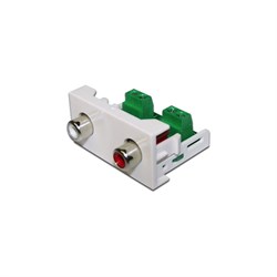 Розетка LANMASTER Mosaic 22.5x45, 2xRCA Stereo Audio, белая, LAN-WA-LP-2RCA-WH - фото 17549159
