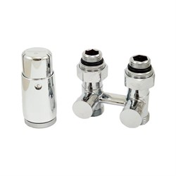 Комплект узла нижнего подключения SCHLOSSER G3/4x3/4 D=50мм прямой, термоголовка MINI, хром 600800057 - фото 17577196