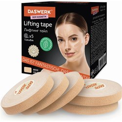 Кинезио тейп/лента для лица DASWERK лифтинг эффект, 1 см х 5 м, 5 рулонов, бежевый 680009 - фото 17646290